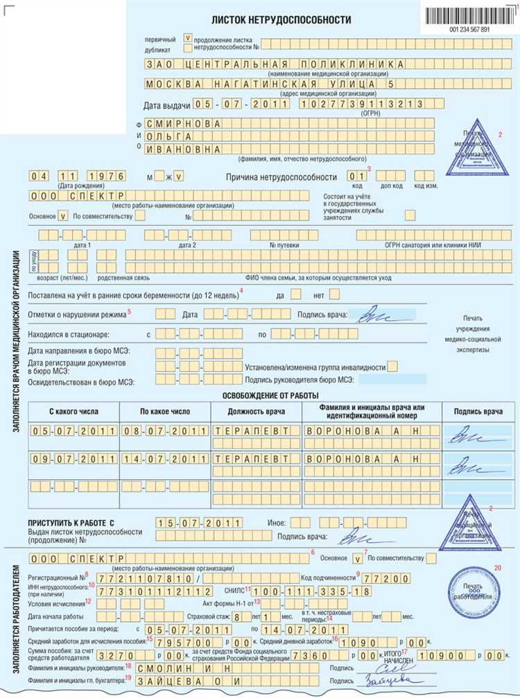 Процесс получения больничных листов работником